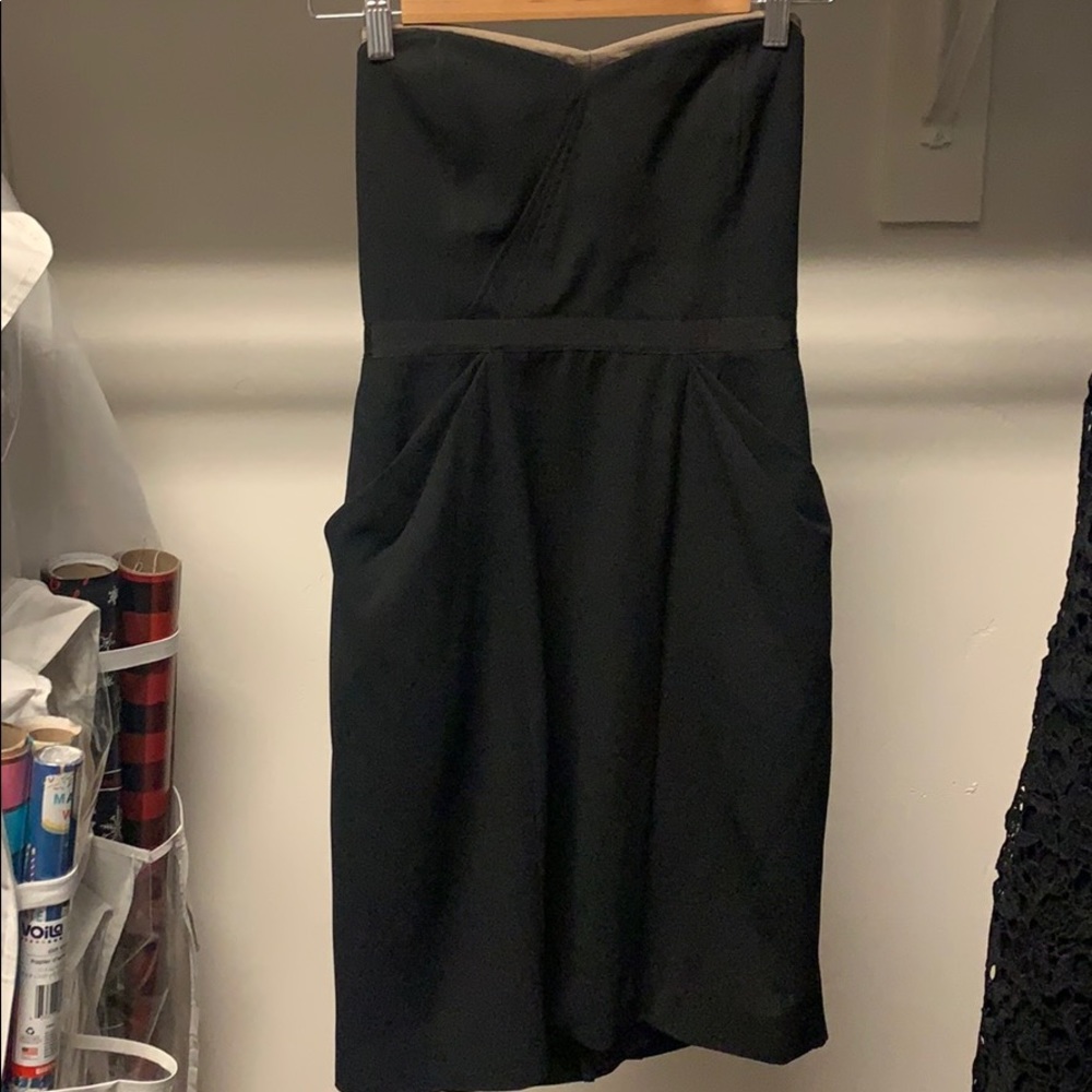 Bcbg black strapless dress